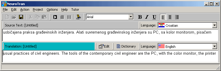 NeuroTran<sup>®</sup> in action : Sentence-to-sentence translation from Croatian to English