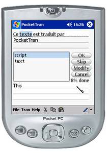 PocketTran durante la traduzione